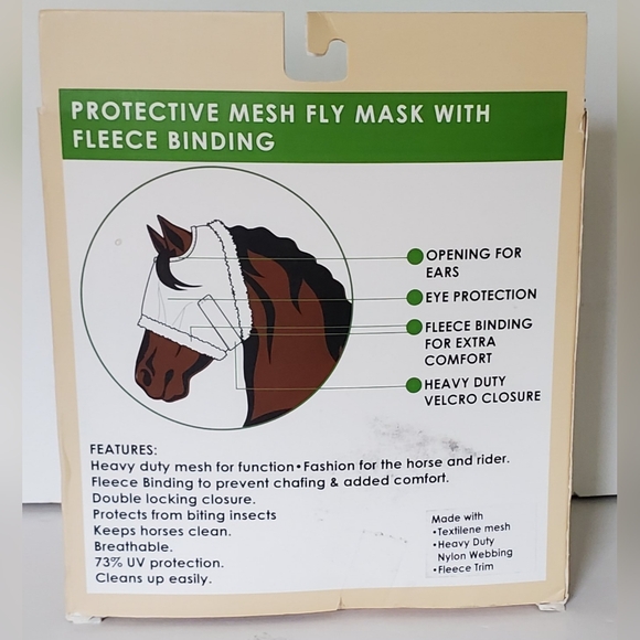 Mackey Bee Mine Fly Mask for Horses w/Fleece Binding Protection - Size XL - New - Picture 3 of 5